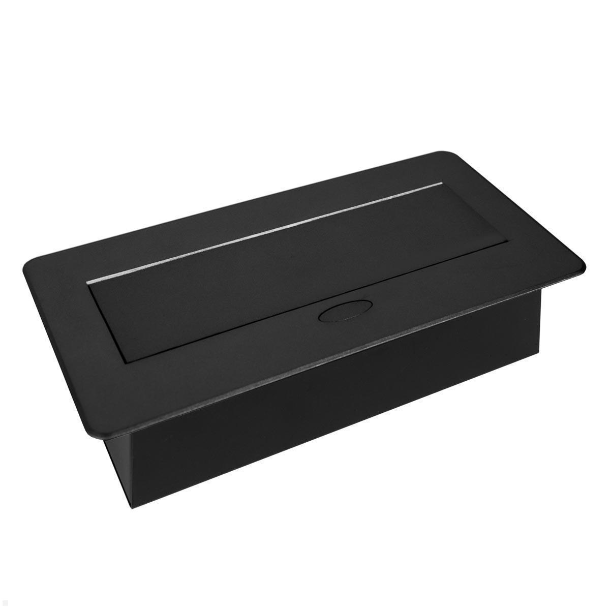 TecLines TES009B 2-fach Einbausteckdose mit USB A/C Charger, 3m Kabel, schwarz Klappe geschlossen TecLines TES009B 2-fach Einbausteckdose mit USB A/C Charger, 3m Kabel, schwarz Klappe geschlossen