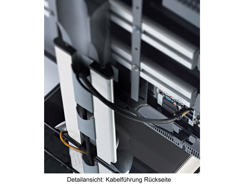 VCM Tosal silber Fernsehständer mit Regal Schwarzglas inkl. Rollen, Detailansicht VCM Tosal silber Fernsehständer mit Regal Schwarzglas inkl. Rollen, Detailansicht