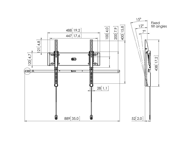 Vogels PFW 4410 diebstahlsichere Wandhalterung Zeichnung