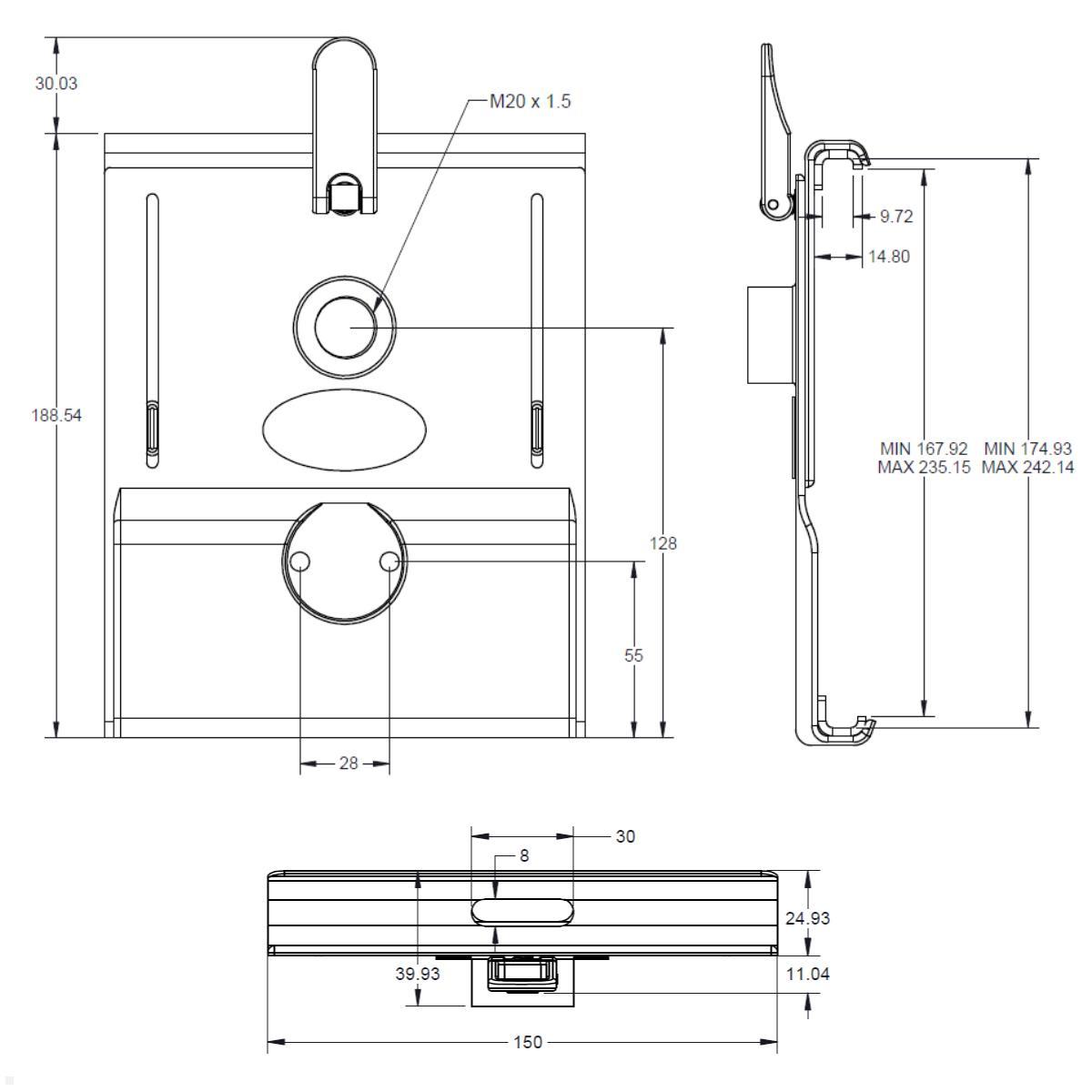 Zirkona Tablet Universalhalterung, Zeichnung