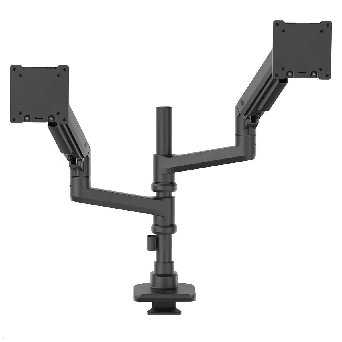 Vogels Essential M3032B Dual Monitor Tischhalterung höhenverstellbar 49 cm, schwarz, Gasfeder Dual Schwenkarm 17-49 Zoll