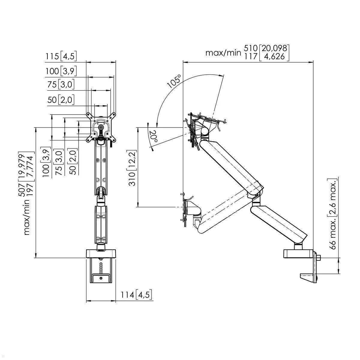 Vogels Motion Plus MOMO 4138B Monitor Tischhalterung schwenkbar, schwarz, dynamischer Monitorarm mit 3 Drehpunkten