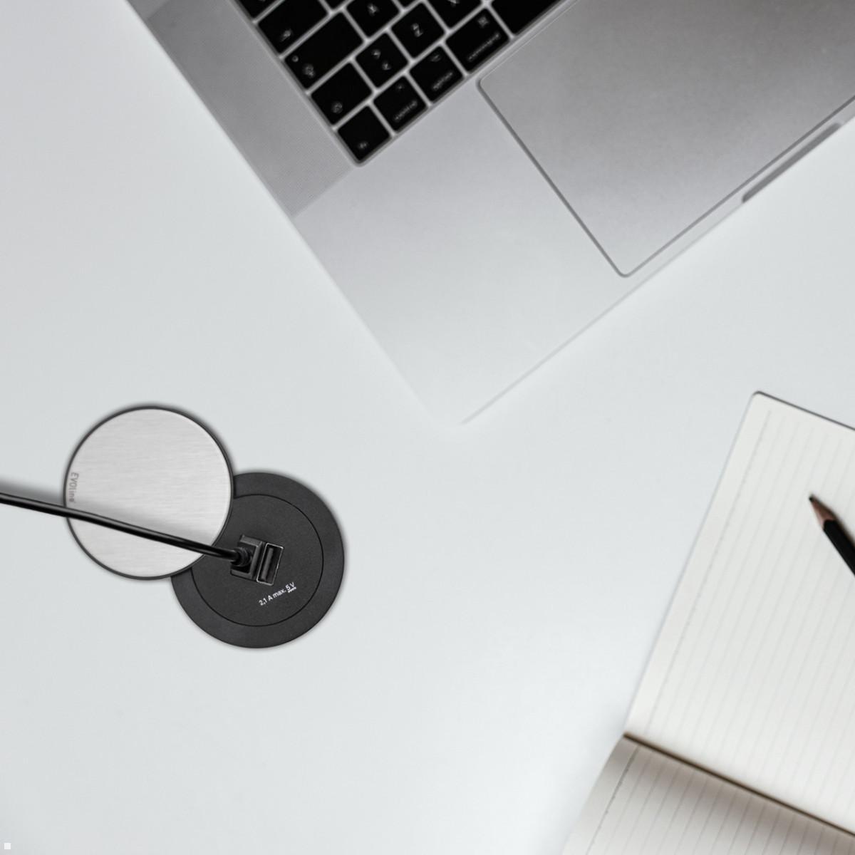 EVOline One USB-Charger A/C mit Deckel, schwarz, optionaler Deckel mit Edelstahl EVOline One USB-Charger A/C mit Deckel, schwarz, optionaler Deckel mit Edelstahl