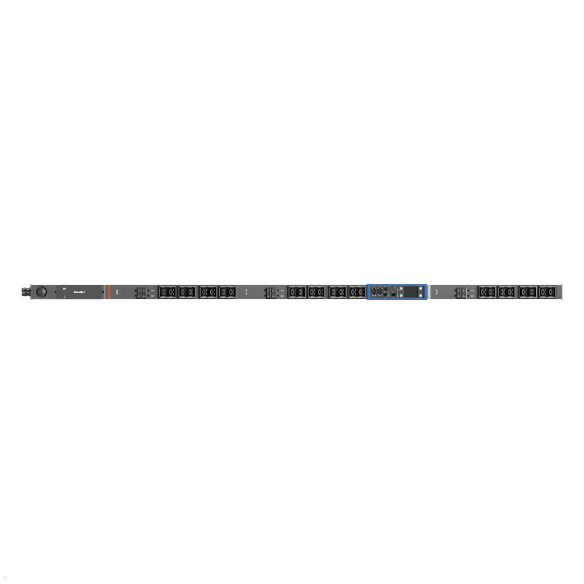 Bachmann BN PRO M+ Metered RCM – 32A Rack PDU mit 24xCombo 6xMCB, 3,0m CEE 32A/5p (BM0024765), RCM PDU 24xCombo