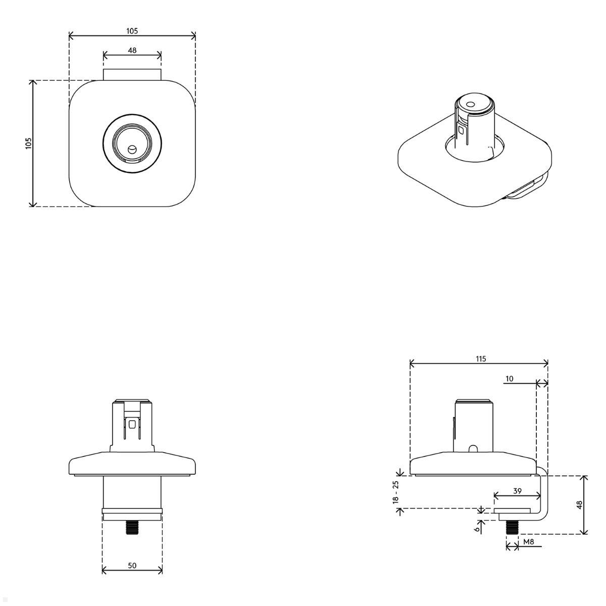 Dataflex Viewprime plus Monitor Tischhalterung mit Tischklemme Zeichnung