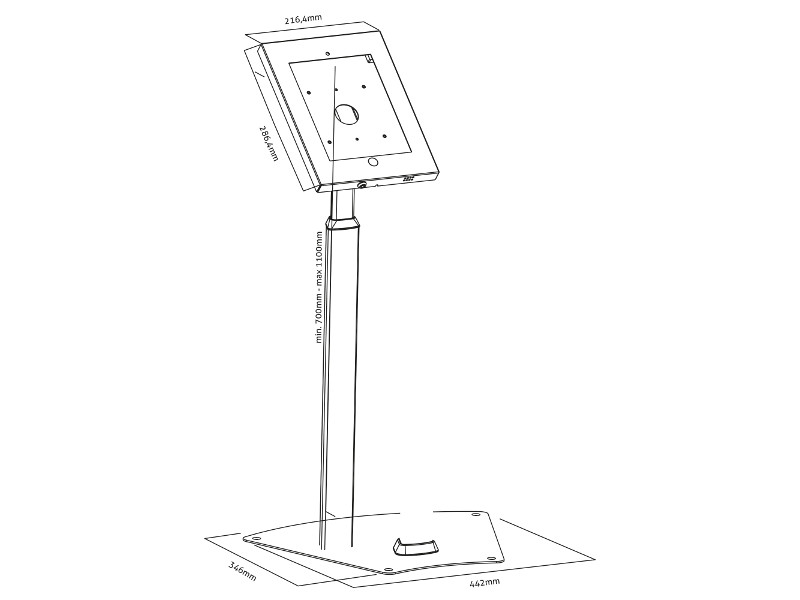 PureMounts PDS-5620 iPad Ständer, Maße