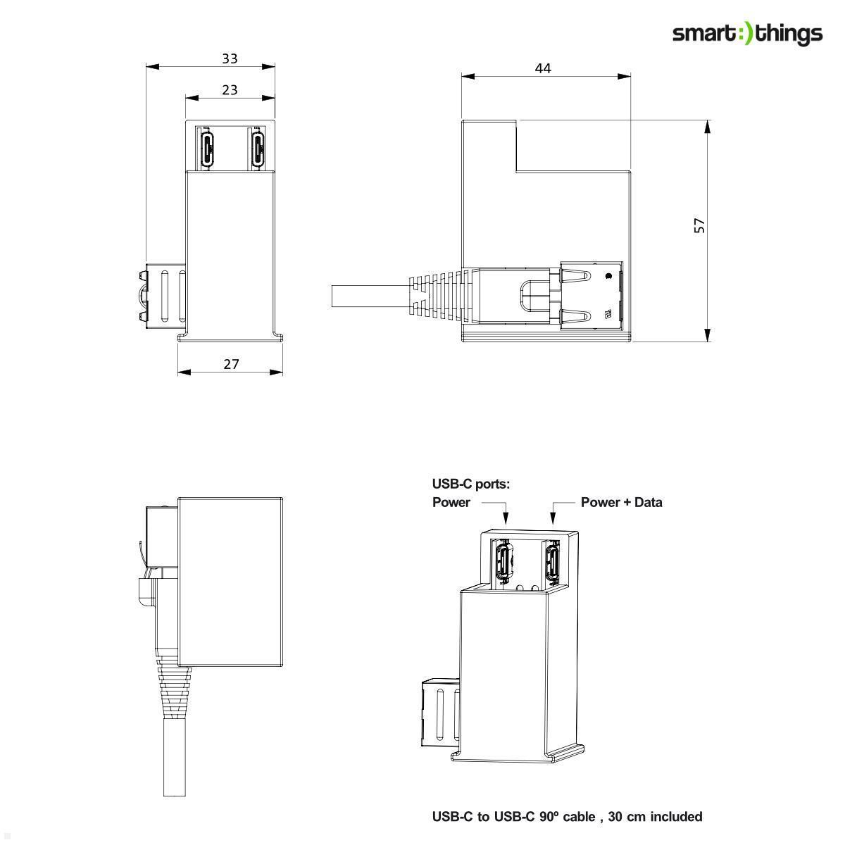 smart things s28 C sCharge PoE Netzteil bis 25-W über Ethernet mit USB-C technische Zeichnung smart things s28 C sCharge PoE Netzteil bis 25-W über Ethernet mit USB-C technische Zeichnung