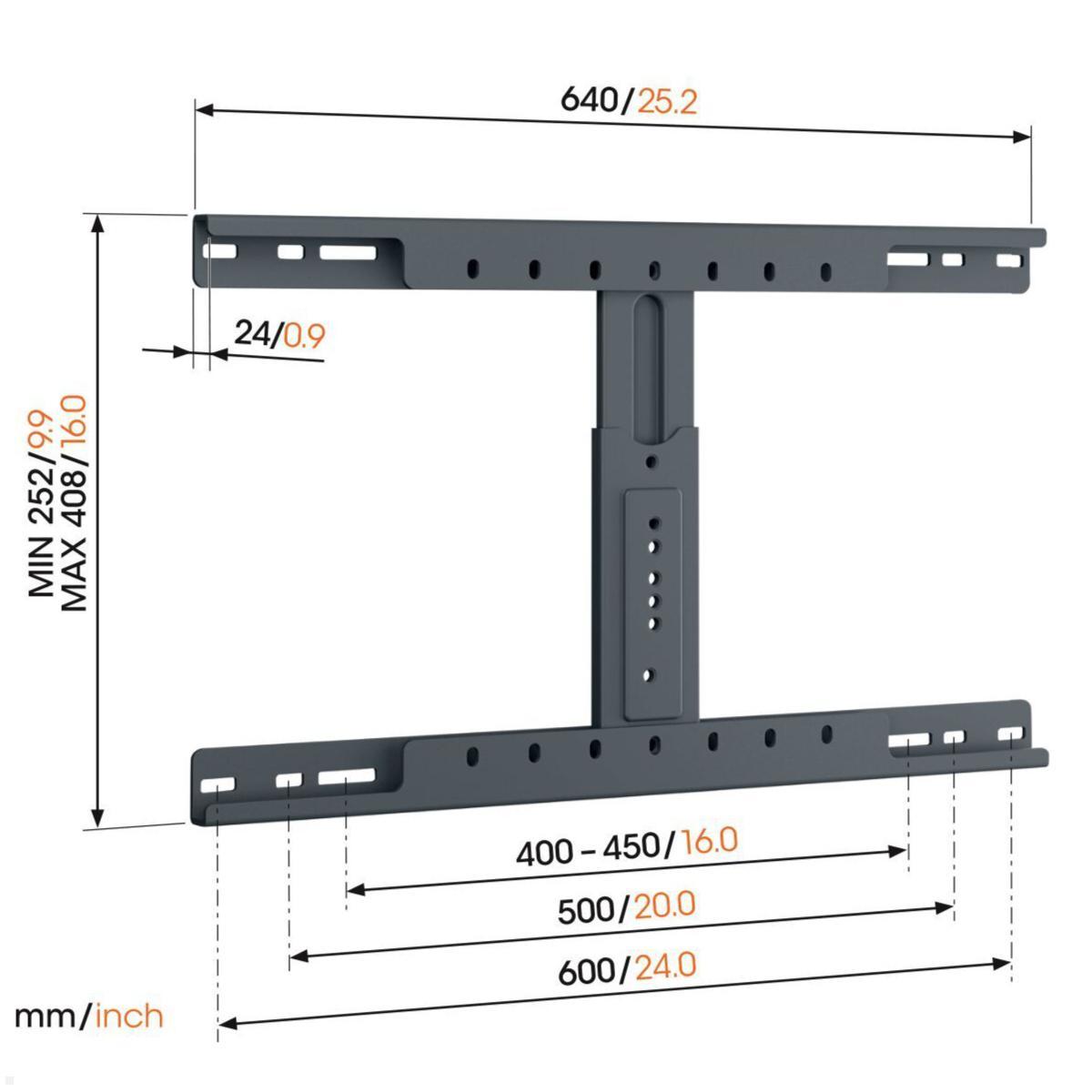 Vogels TVA 6950 Zubehör Hohlwand Adapter für TV Halterungen, schwarz, Abmessungen Vogels TVA 6950 Zubehör Hohlwand Adapter für TV Halterungen, schwarz, Abmessungen