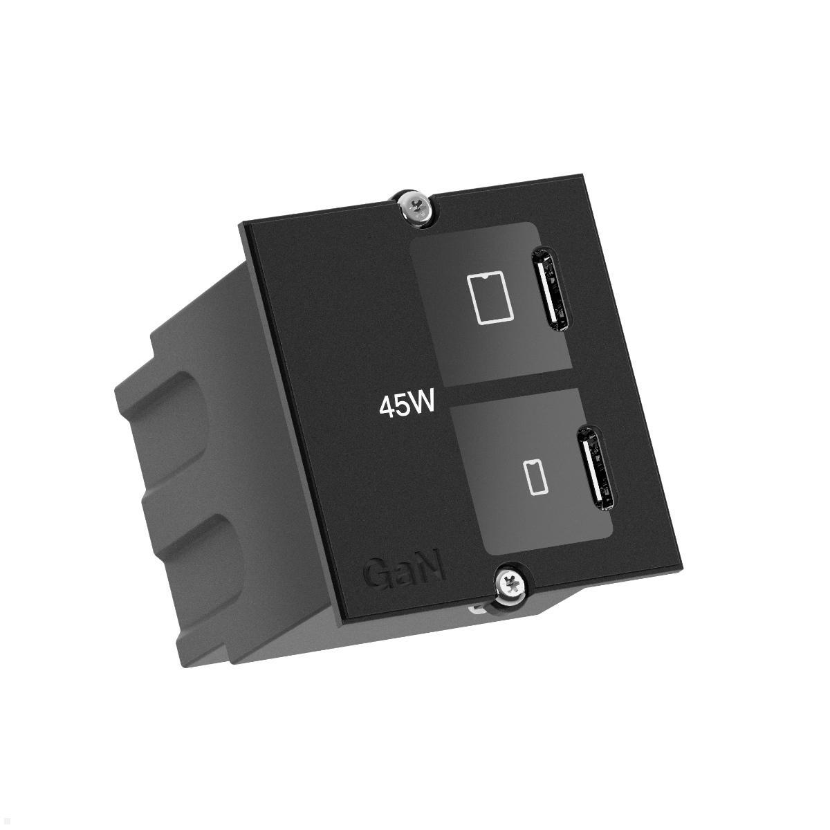 Bachmann Custom Modul USB-Charger mit 2x USB C/C 45W (BM0030435), schwarz, USB-C Doppelcharger 45W