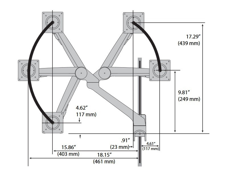 Ergotron MX Mini Tablet Wandhalterung schwenkbar Tablet Halter Schwenkbereich