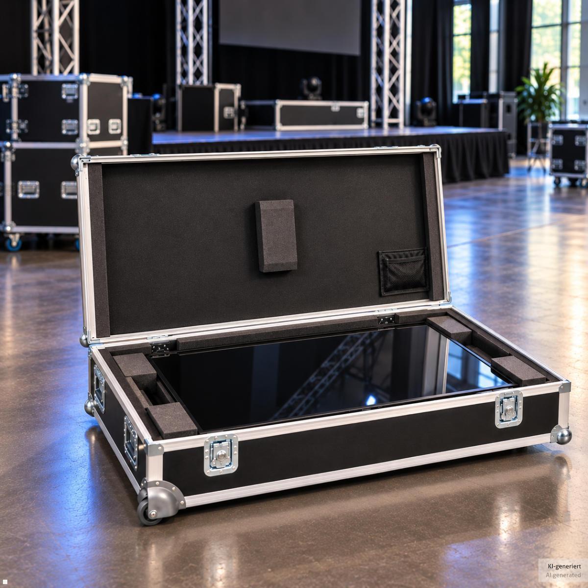 MonLines MTK065B Display Transportkoffer 65 Zoll, Flightcase Kugelecken Aluminium