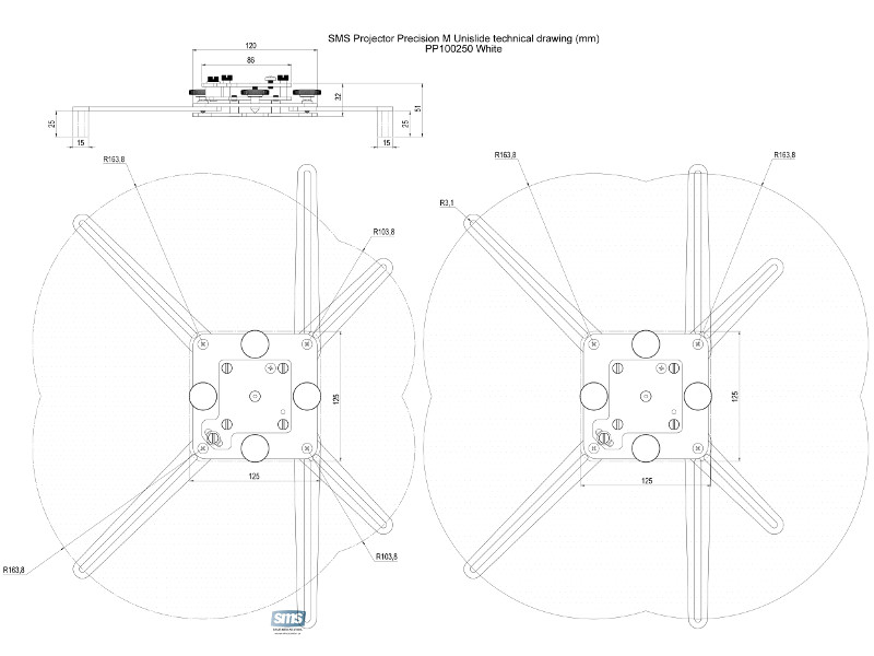SMS Beamer Deckenhalterung CM V 385-535mm weiß SMS Beamer Deckenhalterung CM V 385-535mm weiß