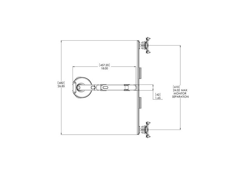 Humanscale M8 Dual Monitor Tischhalterung (Tischklemme) Crossbar silber/grau Maße