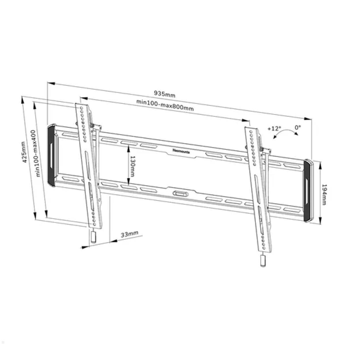 Neigbare TV Wandhalterung, Neomounts WL35-550BL18, VESA, Zeichnung Neigbare TV Wandhalterung, Neomounts WL35-550BL18, VESA, Zeichnung
