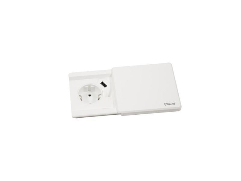 EVOline Square80 Einbausteckdose 1x Schuko mit USB weiß EVOline Square80 Einbausteckdose 1x Schuko mit USB weiß