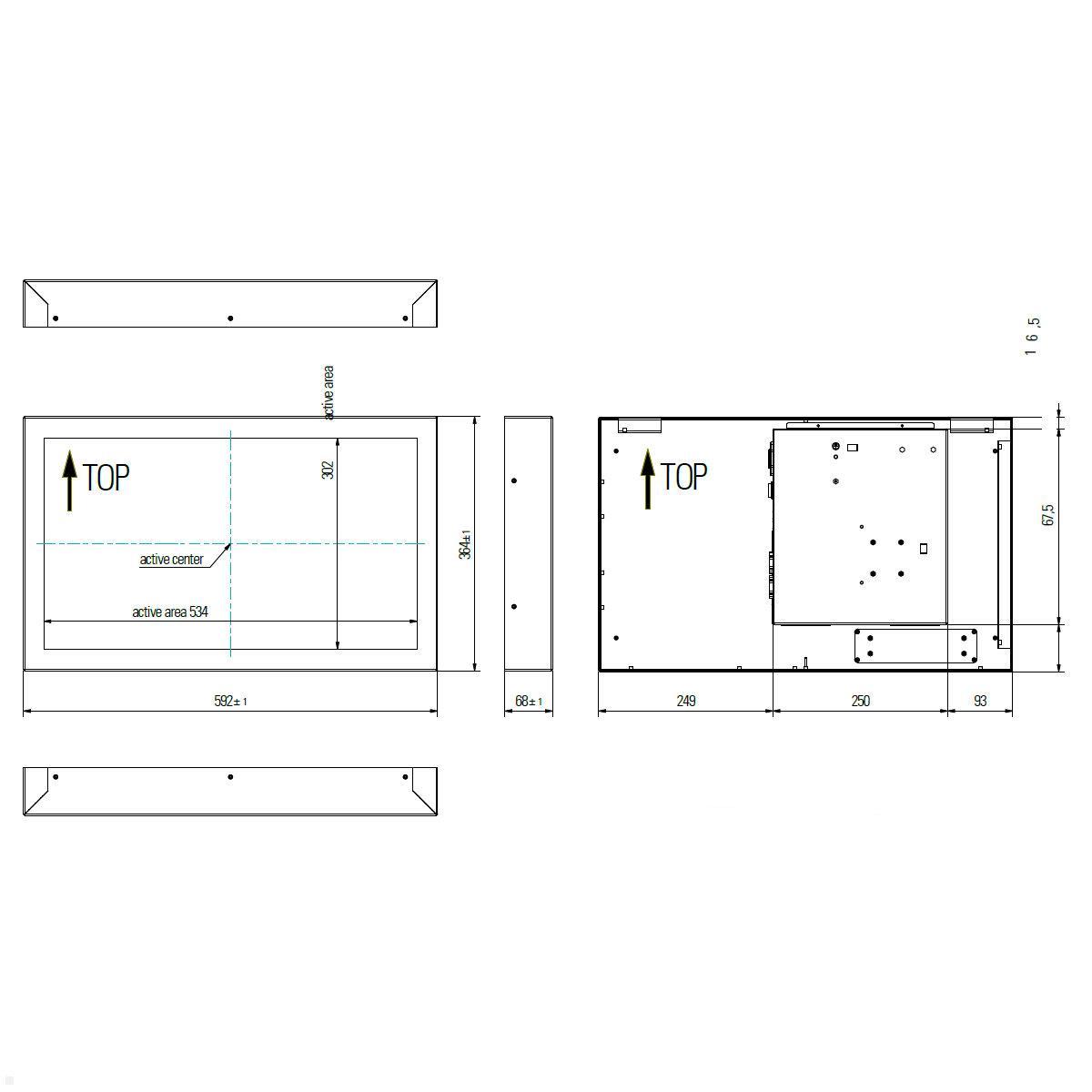 Distec BLO-Line A1 Brandschutz Monitor 24 Zoll IQ Atom Touch quer (DS-92-150Q) technische Zeichnung Distec BLO-Line A1 Brandschutz Monitor 24 Zoll IQ Atom Touch quer (DS-92-150Q) technische Zeichnung