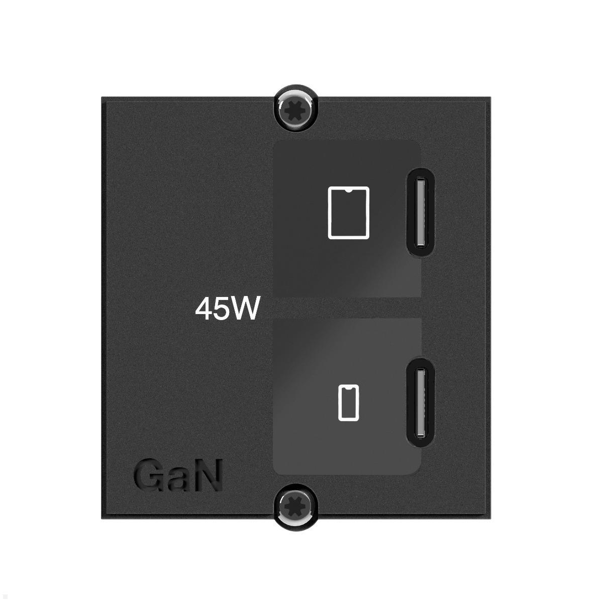 Bachmann Custom Modul USB-Charger mit 2x USB C/C 45W (BM0030435), schwarz, USB Power Delivery Lademodul