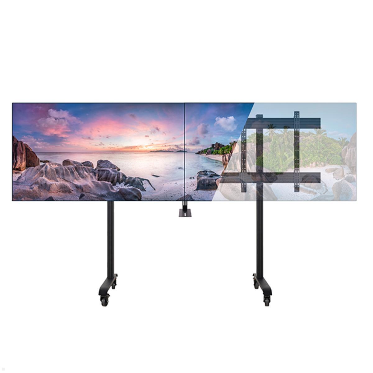 B-Tech BT8518/B mobiler Monitorständer für 2 Bildschirme 70 - 86 Zoll, schwarz Anwendung Videokonferenz B-Tech BT8518/B mobiler Monitorständer für 2 Bildschirme 70 - 86 Zoll, schwarz Anwendung Videokonferenz
