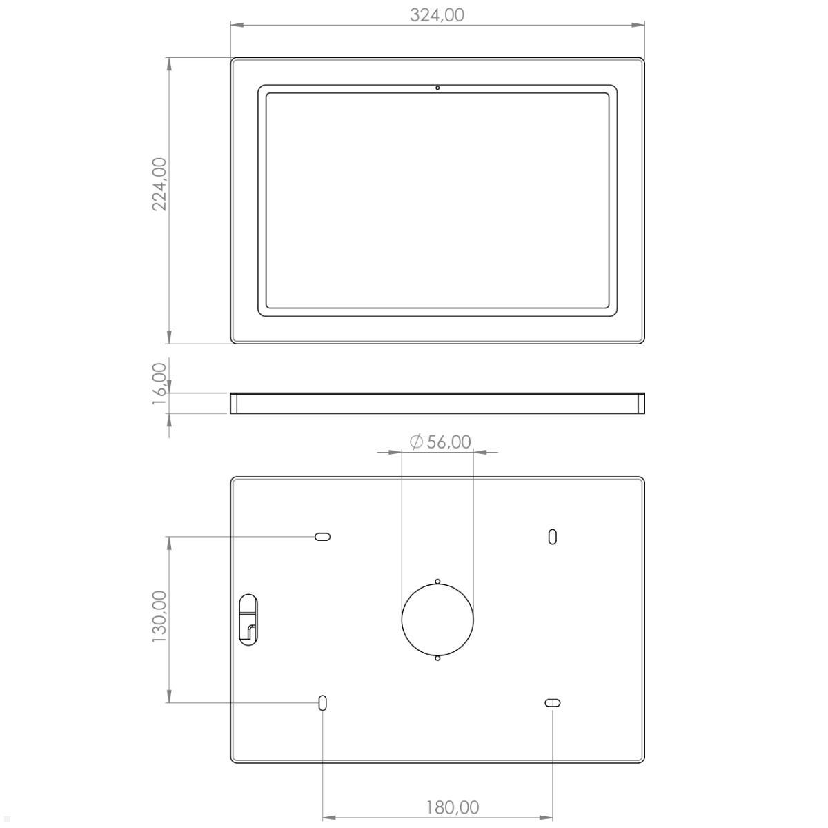 TabLines TWH040S Tablet Wandhalterung für Samsung Tab S8+ 12.4, silber, technische Zeichnung TabLines TWH040S Tablet Wandhalterung für Samsung Tab S8+ 12.4, silber, technische Zeichnung