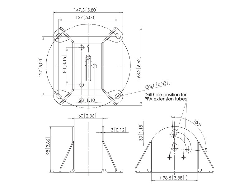Vogels PFA 9010 Deckenadapter für Vogels PFA Verlängerungsrohr, Maße