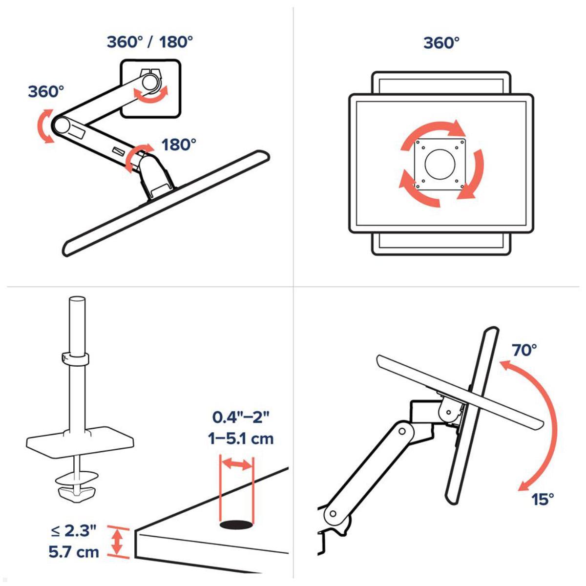 Ergotron LX Pro Monitorhalterung schwenkbar, Durchtisch, hohe Säule, Monitorarm bis 34 Zoll