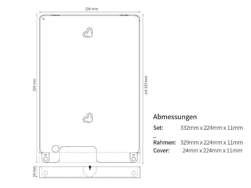 basalte eve iPad Pro Wandhalter diebstahlsicher schwarz rund Zeichnung