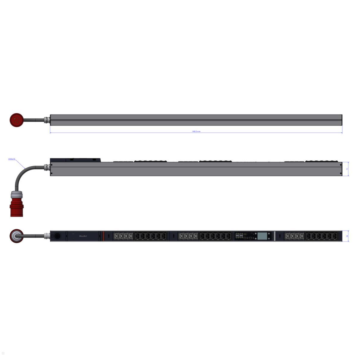 Bachmann BN PRO Metered + RCM – 12xC13 / 18xCombo, 3,0m CEE 16A/5p (BM0024753), Serverschrank