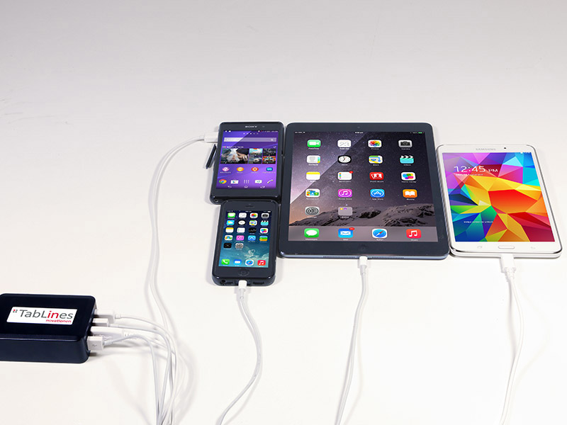TabLines USB4-C 4-Port USB-Ladegerät mit 1m Euro-Netzkabel, schwarz Anwendungsbeispiel TabLines USB4-C 4-Port USB-Ladegerät mit 1m Euro-Netzkabel, schwarz Anwendungsbeispiel