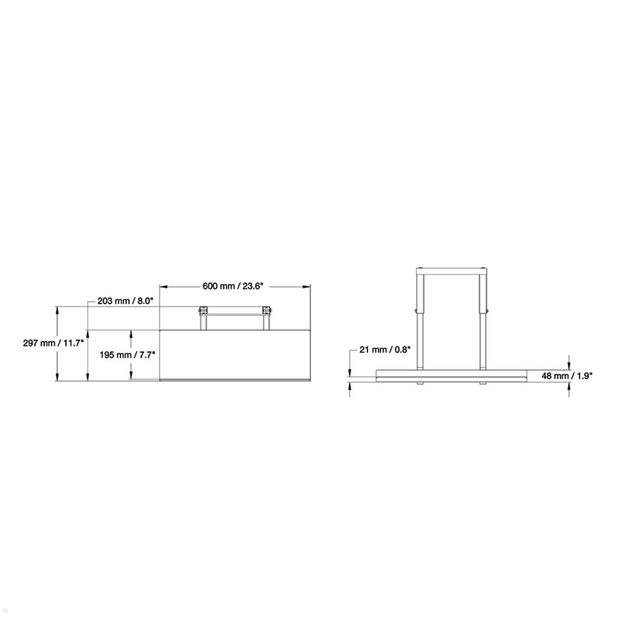 Neomounts Zubehör Ablage für PLASMA-Wagen (PLASMA-M2KEYB), schwarz, Zeichnung Maße Neomounts Zubehör Ablage für PLASMA-Wagen (PLASMA-M2KEYB), schwarz, Zeichnung Maße