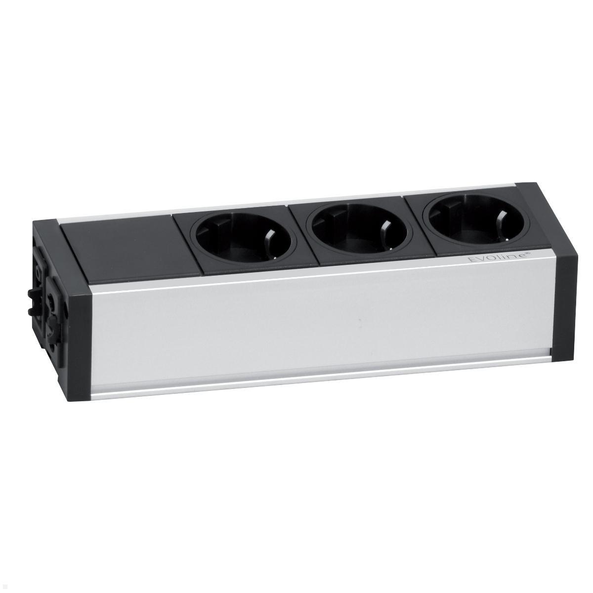 EVOline U-Dock small 3 fach Steckdosenleiste mit Befestigungswinkel, seitliche Ansicht EVOline U-Dock small 3 fach Steckdosenleiste mit Befestigungswinkel, seitliche Ansicht