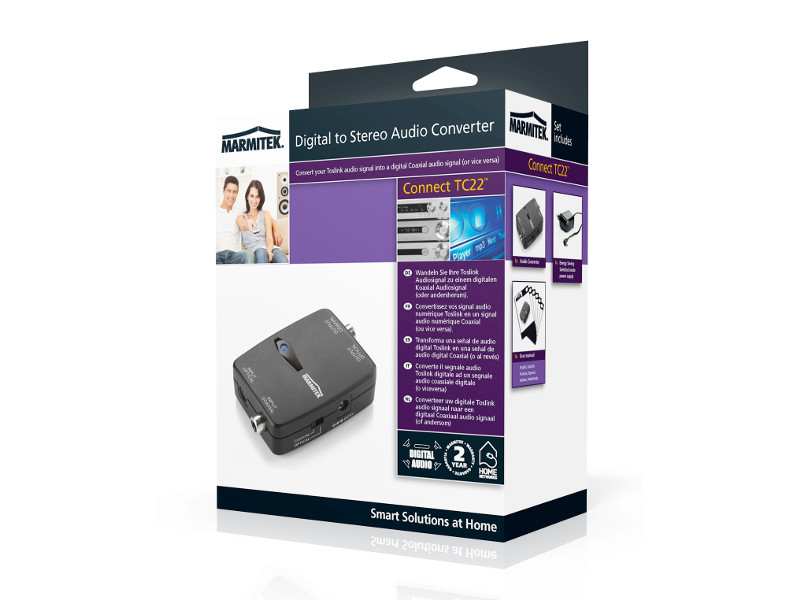 Marmitek Connect TC22 Digitalter Audio Konverter Toslink - Koaxial Verpackung Marmitek Connect TC22 Digitalter Audio Konverter Toslink - Koaxial Verpackung
