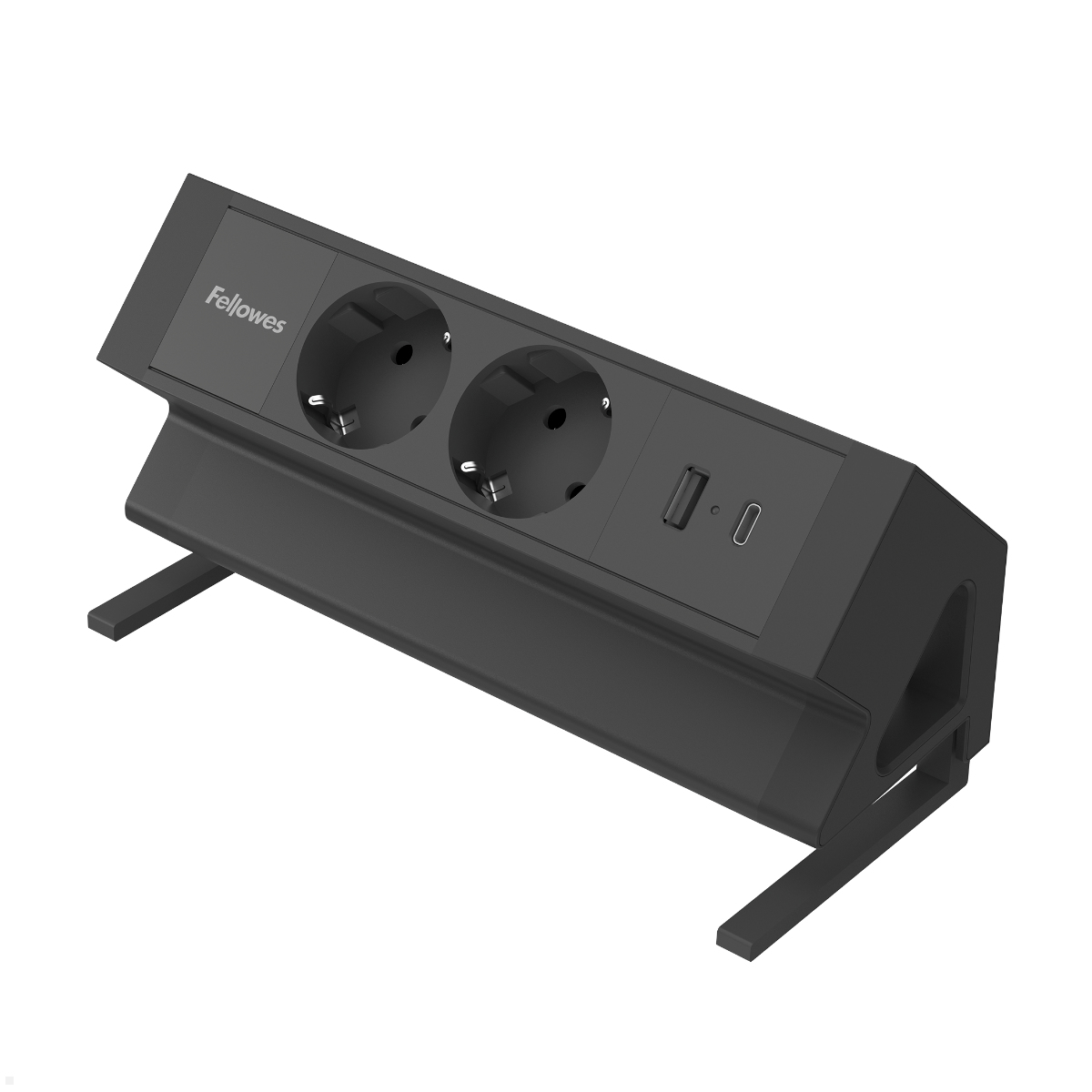 Fellowes Power Desk Up 2.0 Tischsteckdose mit 2x Steckdose, 1x USB-A/C Charger (100091561), schwarz