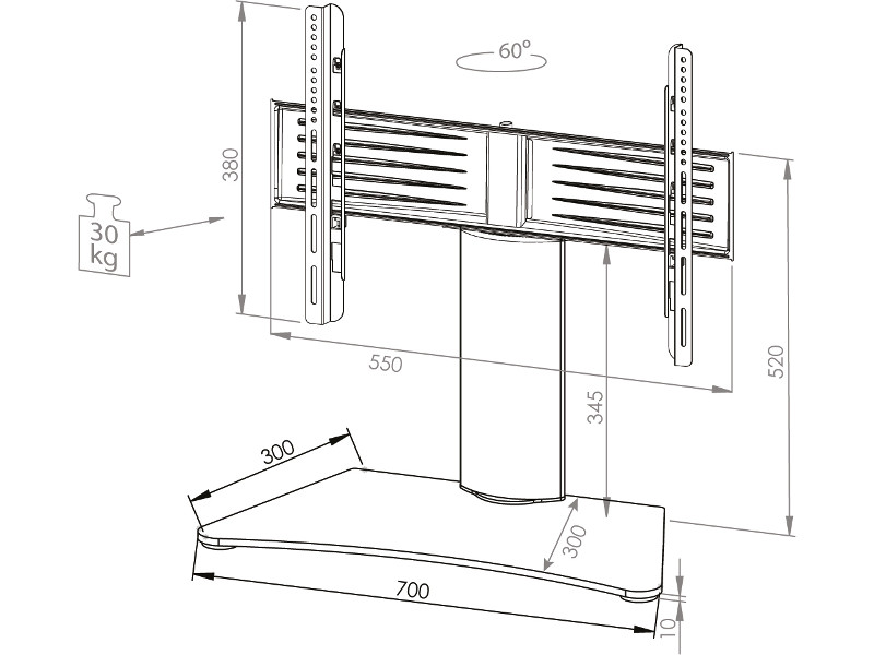 VCM TV Standfuß Windoxa Mini, Schwarzglas Maße