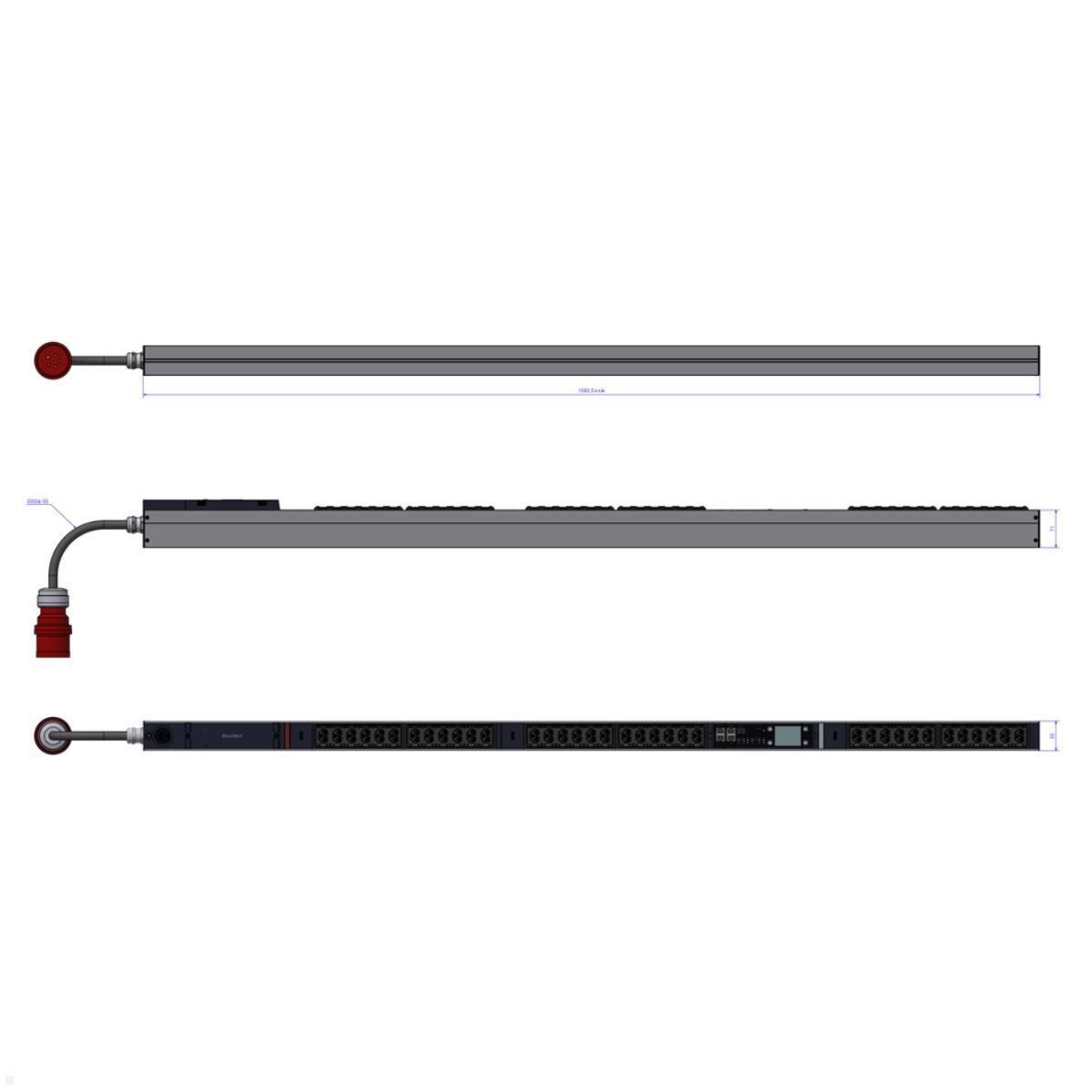 Bachmann BN PRO Metered + RCM – 36xCombo, 3,0m CEE 16A/5p (BM0024752), Vertikalmontage