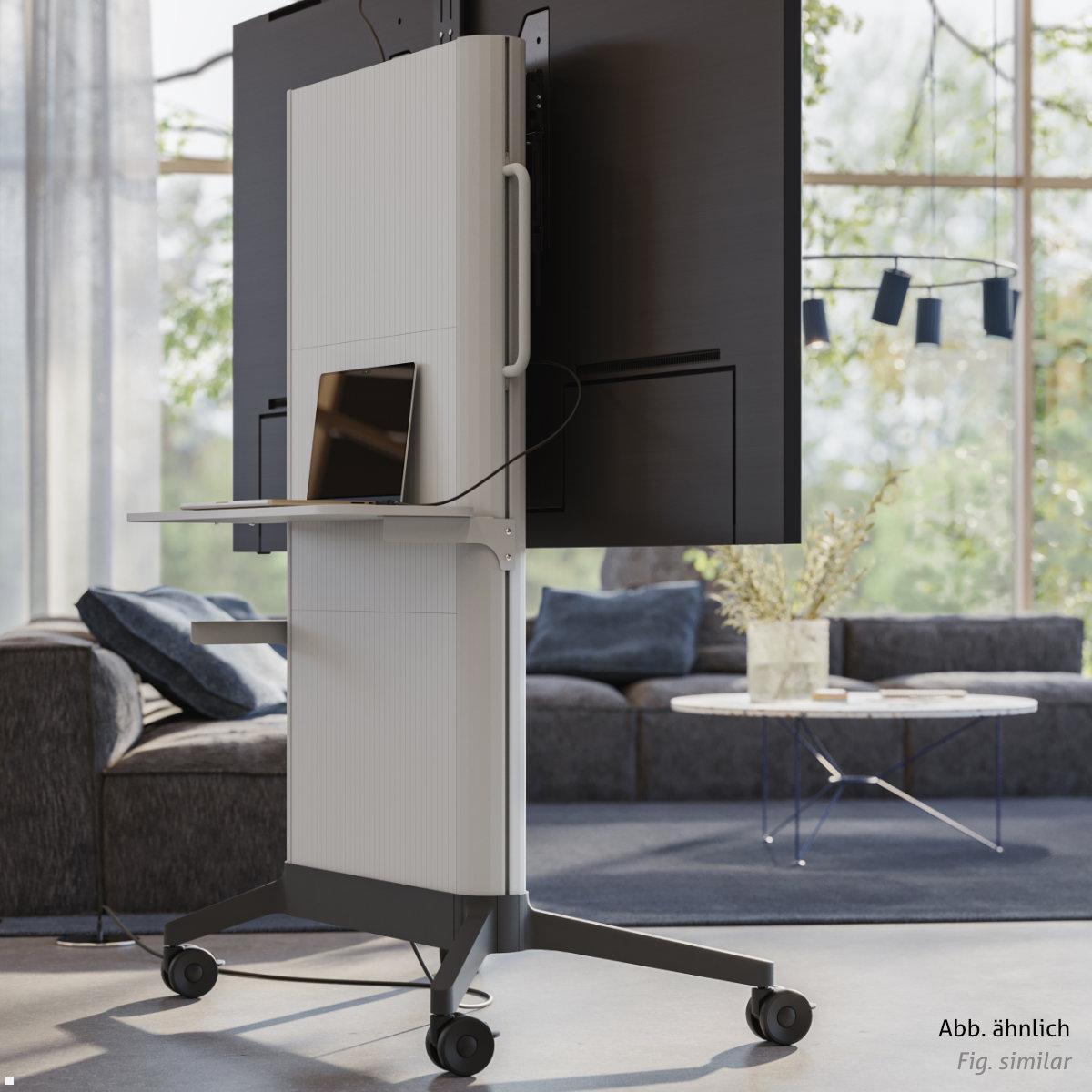 SMS EVER350 mobiler TV Ständer 86 Zoll, Filz Cover grau (16-004-9S), mit Ablage SMS EVER350 mobiler TV Ständer 86 Zoll, Filz Cover grau (16-004-9S), mit Ablage