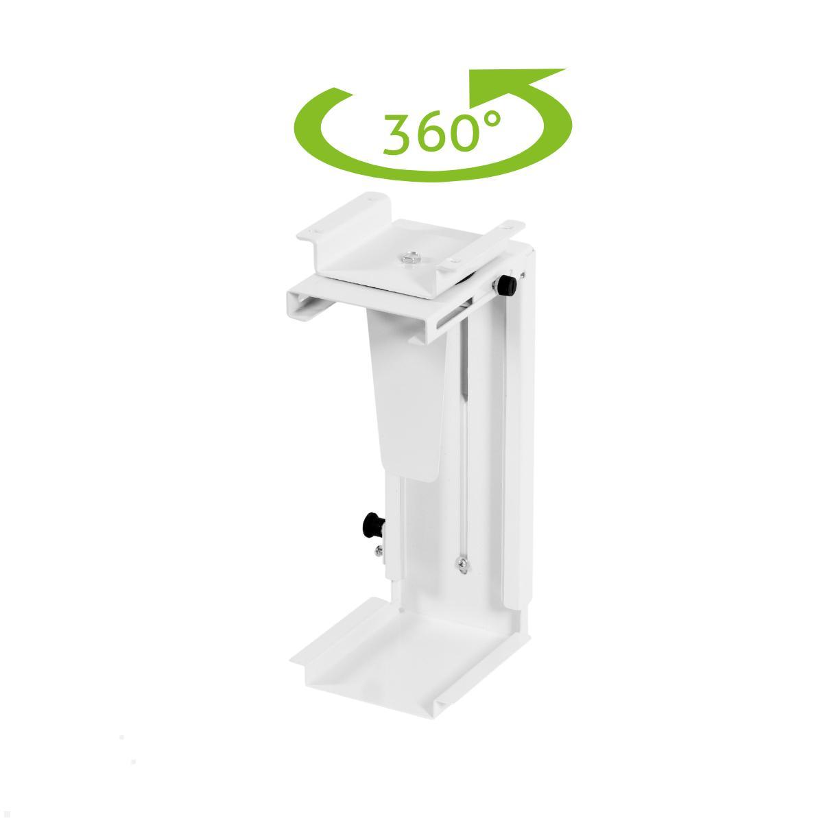 TecLines TPH001W PC Halterung drehbar Untertisch 70-203 mm, weiß, drehbare CPU Halterung