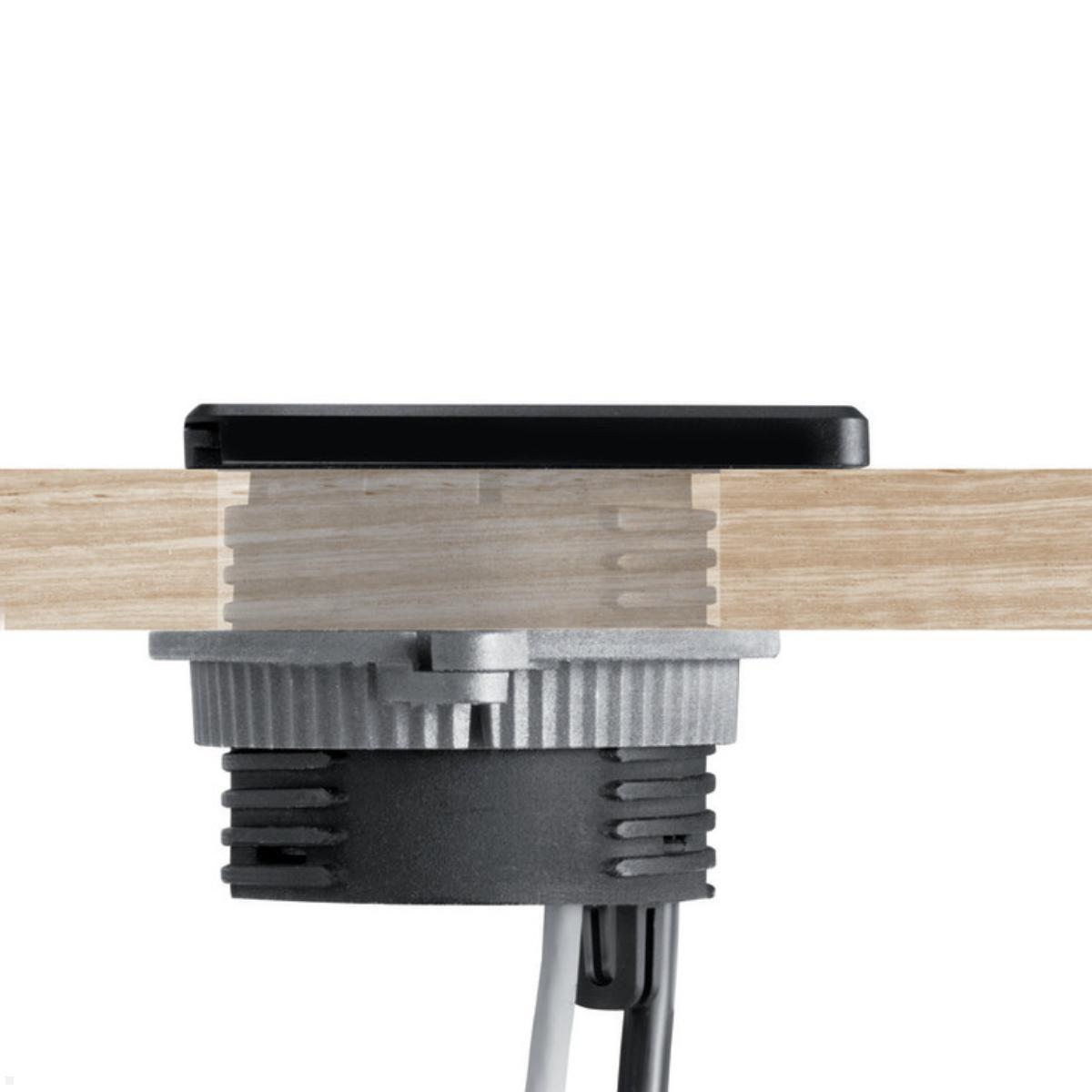 EVOline Square80 Einbausteckdose mit 1x USB-C, 1x CAT6 Buchse, schwarz, flacher Einbau