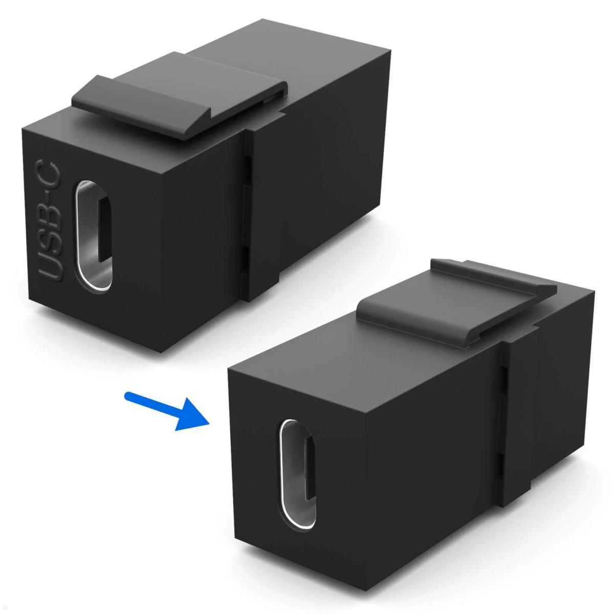 TecLines TKM018 Keystone Modul USB-C 3.2, 240W, Vorder- und Rückseite