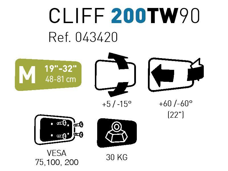 Erard CLIFF 200TW90 bewegliche Monitor Wandhalterung  Produkt Daten Erard CLIFF 200TW90 bewegliche Monitor Wandhalterung  Produkt Daten