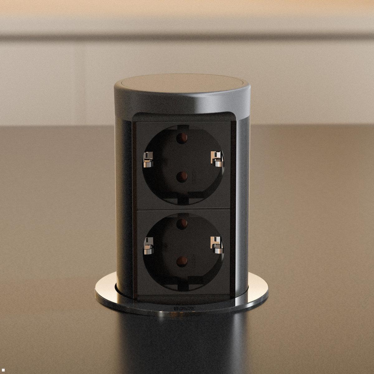 Bachmann ELEVATOR 2 ausfahrbare Steckdose Schwarz matt – Detailansicht