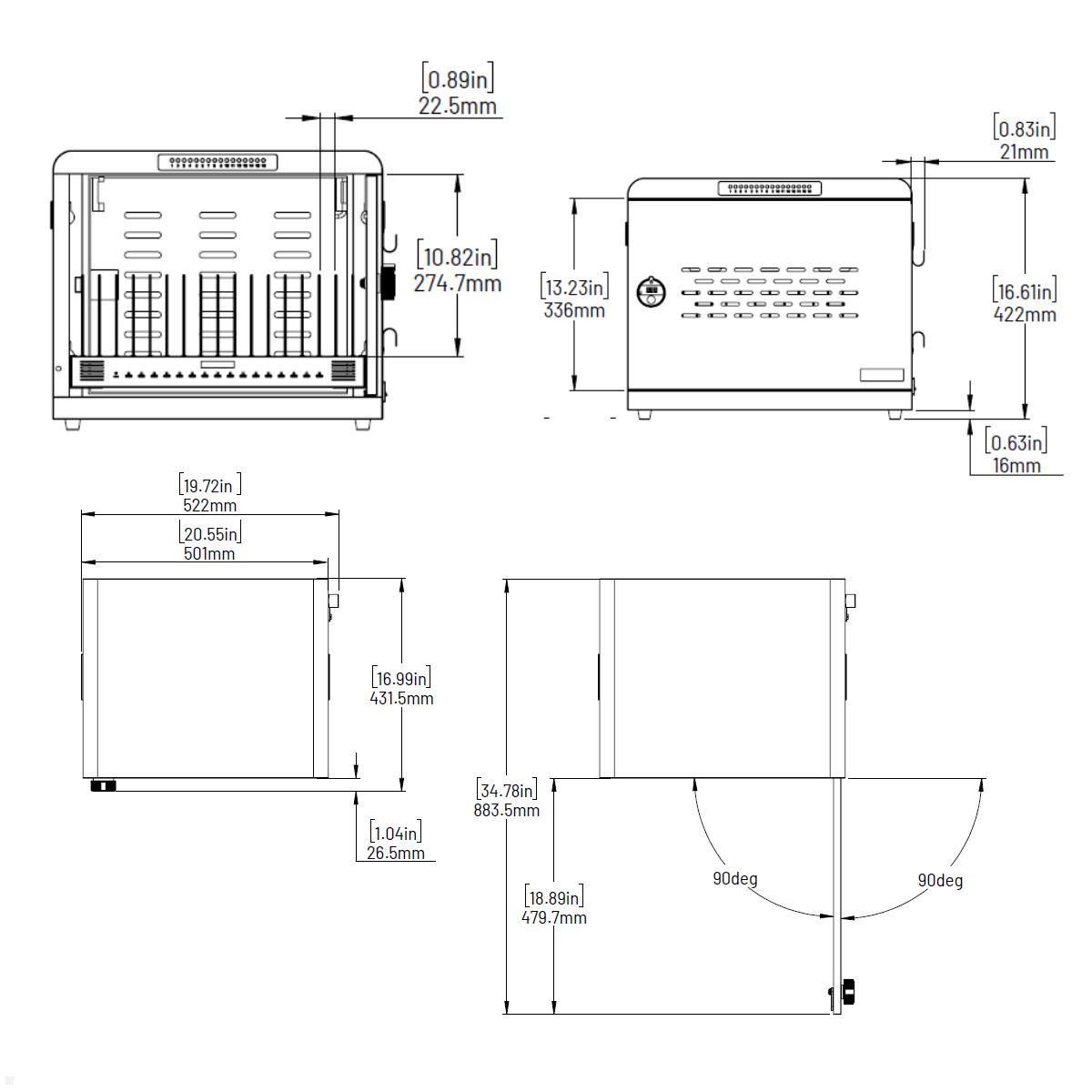 Compulocks Laptop / Tablet Ladeschrank abschließbar für 16x 15,6 Zoll Geräte, Maße Compulocks Laptop / Tablet Ladeschrank abschließbar für 16x 15,6 Zoll Geräte, Maße