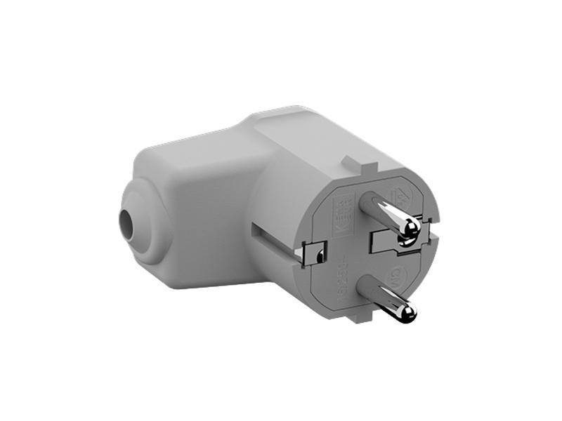 Bachmann Winkelstecker CEE 7/7 2-polig mit Schutzkontakt, grau (960.302)