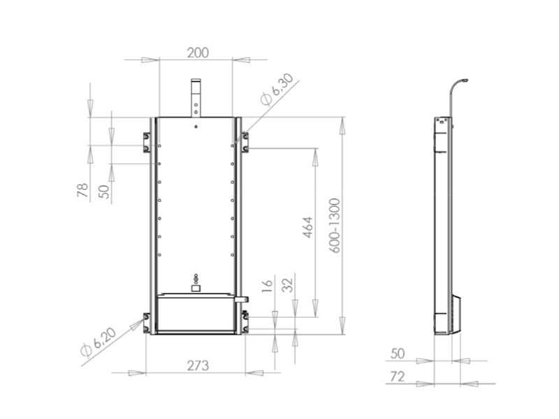 VENSET TS700B elektrischer Einbau TV Lift, 700mm Hub Maße VENSET TS700B elektrischer Einbau TV Lift, 700mm Hub Maße