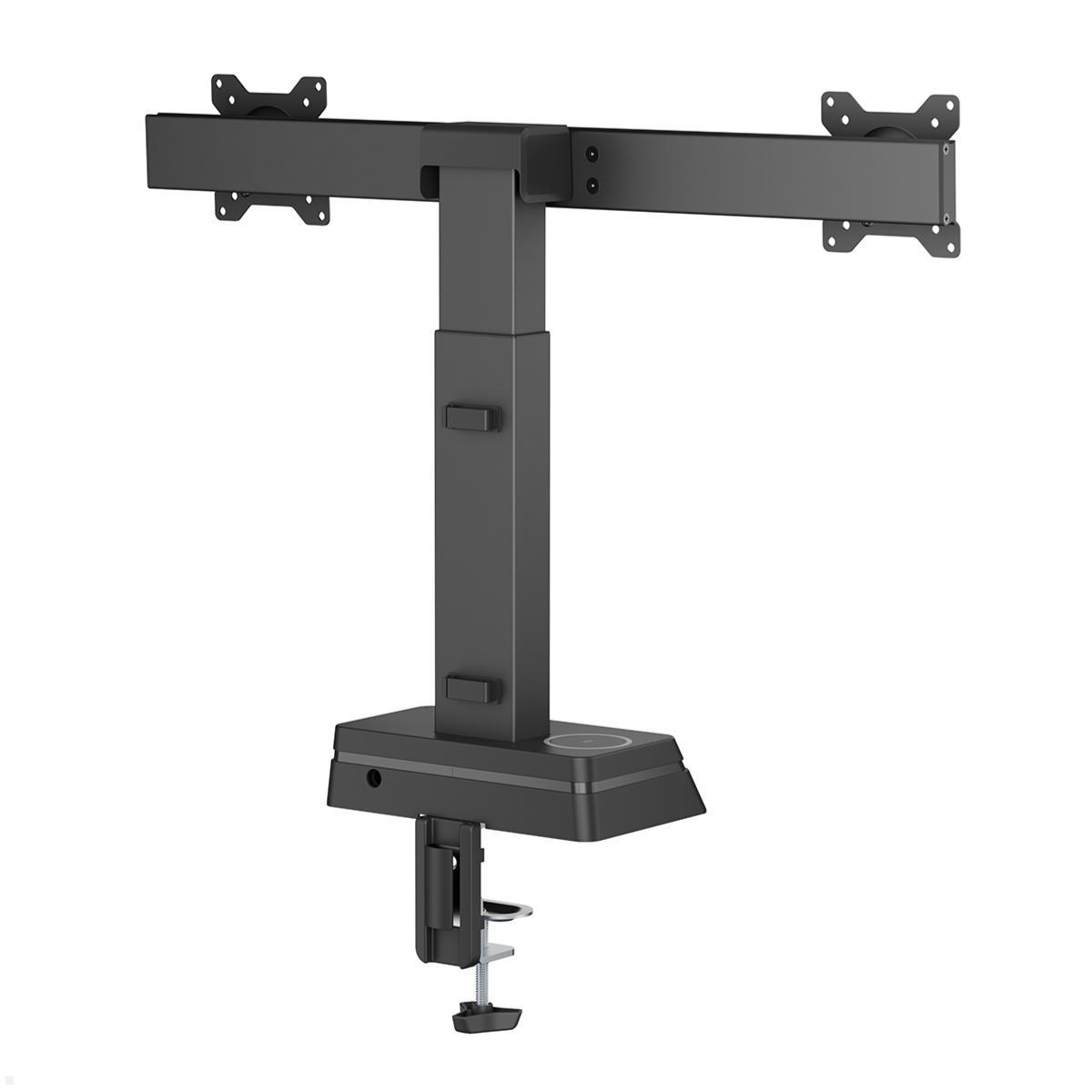 MonLines MTH021B dual Monitor Tischhalterung elektrisch 17 - 27 Zoll, schwarz, Ansicht von hinten MonLines MTH021B dual Monitor Tischhalterung elektrisch 17 - 27 Zoll, schwarz, Ansicht von hinten