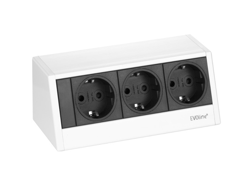 EVOline R-Dock SMALL 3x Schuko weiß front EVOline R-Dock SMALL 3x Schuko weiß front