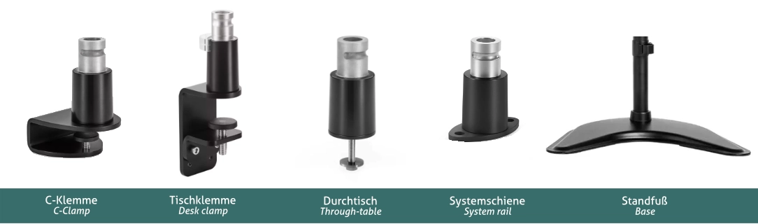 Mounting Options for Monitor Mounts on Desks Monitorhalterungen Befestigungsarten