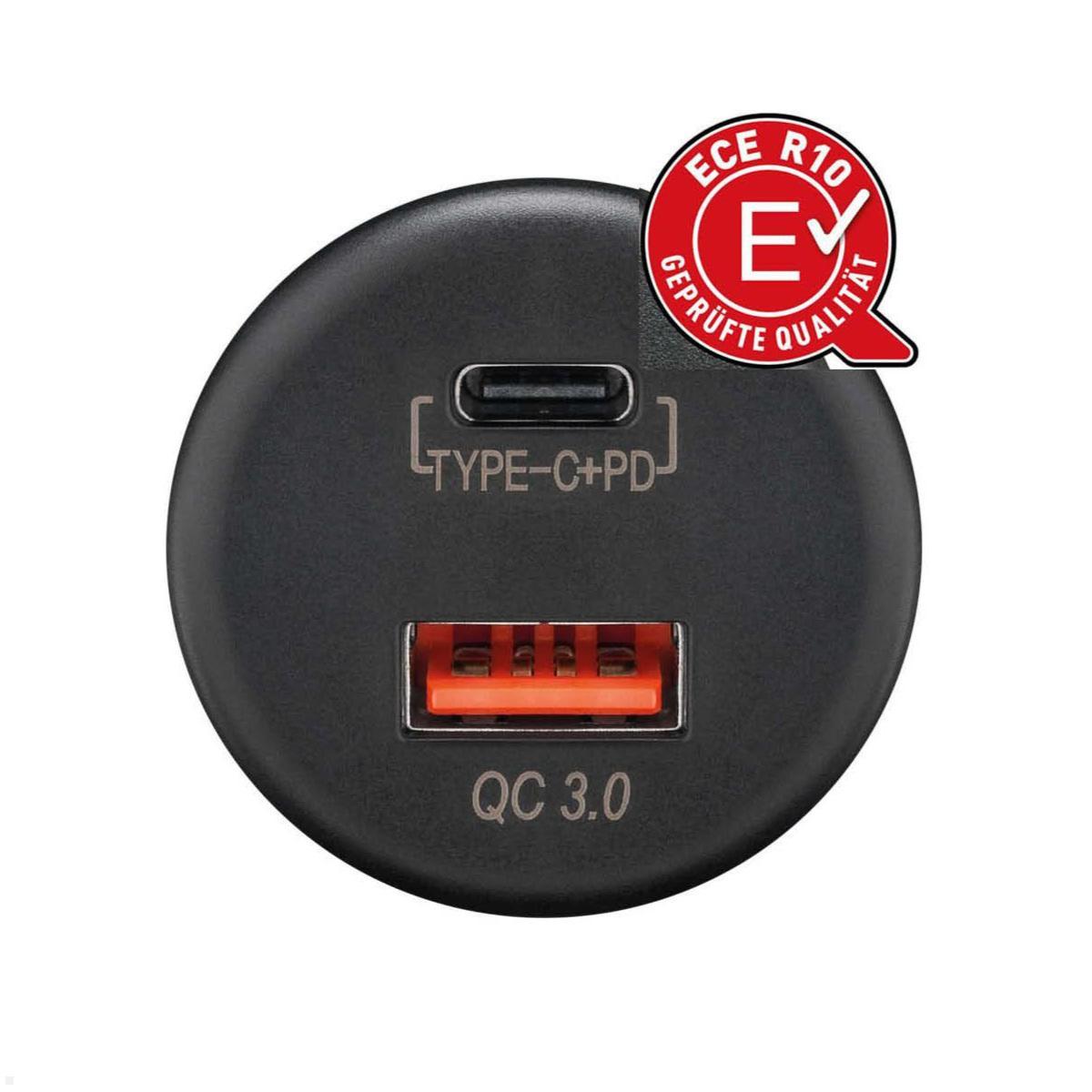 Comount Dual USB-Einbaucharger mit USB-A/C, offene Kabelenden, USB-Einbaucharger 12-24V