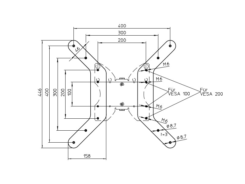 Novus Vesa Adapter Erweiterung 200x200 auf 300x300 (795+9105+000) Maße Novus Vesa Adapter Erweiterung 200x200 auf 300x300 (795+9105+000) Maße