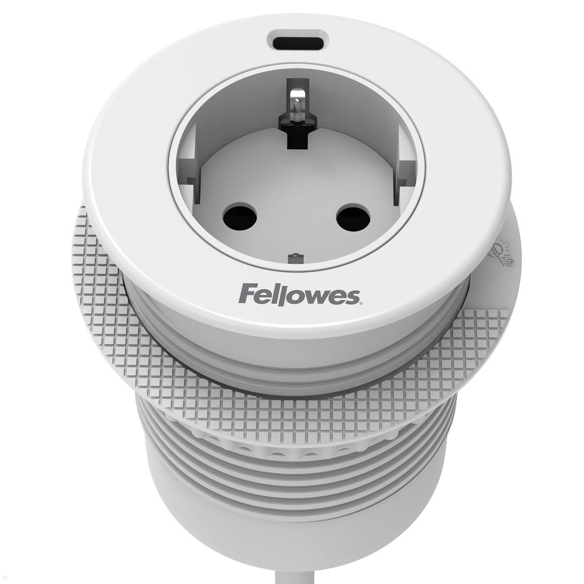 Fellowes Power-Spot Push Einbausteckdose mit USB-C Charger 30W (100138106), weiß