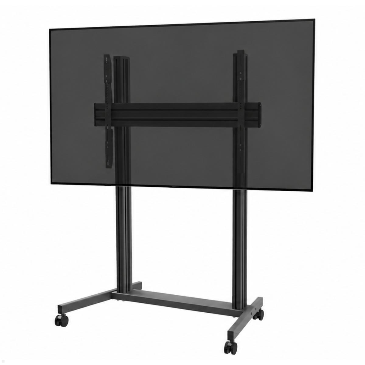 Edbak TRE200 höhenverstellbarer Displaywagen mit Rollen 75 bis 105 Zoll, schwarz, Monitorwagen Großbildschirm